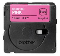 Brother BTAG-P35 labelprinter-tape Wit op roze - thumbnail
