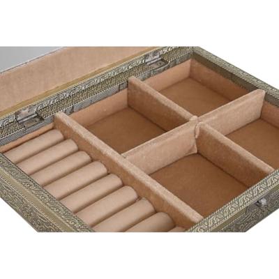 Doos-Juwelenkistje Home ESPRIT Wit Champagne Hout Aluminium 27,5 x 20 x 5,4 cm