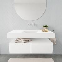 Aqua Splash Badkamermeubel AQS Ibiza 120 cm Twee Soft-Close Lades Solid Surface Wastafel Mat Wit - Badmeubel Ibiza 120 cm Twee Lades Spoelbak Midden - thumbnail