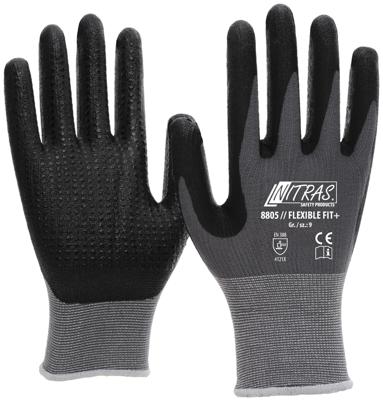 NITRAS SAFETY Nitras monteurshandschoen "flexible fit+" glove size 11 pimples gray/sw flexible fit+