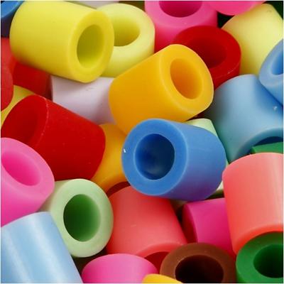NABBI Strijkkralen, afm 10x10 mm, gatgrootte 5,5 mm, jumbo, extra kleuren, 2450 div/ 1 emmer