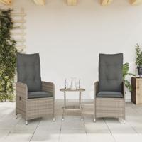 Tuinstoelen 2 st verstelbaar met tafel poly rattan grijs - thumbnail