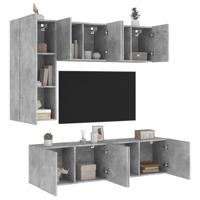5-delige Tv-wandmeubelset bewerkt hout betongrijs - thumbnail