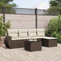 6-delige Loungeset met kussens poly rattan bruin - thumbnail