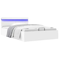 Bedframe met opslag hydraulisch LED kunstleer wit 120x200 cm - thumbnail