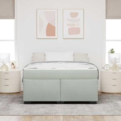 Bedframe met matras met matras Lichtgrijs 140 x 200 cm Fluweel