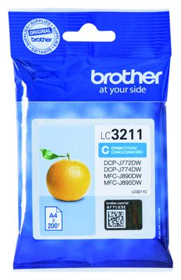 Brother inktcartridge, 200 pagina&apos;s, OEM LC-3211C, cyaan