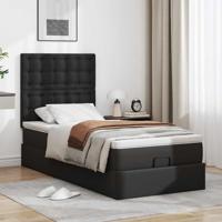 Ottomaanse bed met matras 90x200cm kunstleer zwart - thumbnail