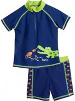 Playshoes tweedelige zwemsuit Krokodil Blauw-134-140 - thumbnail