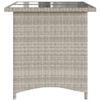 Tuintafel met glazen blad 110x68x70 cm poly rattan lichtgrijs - thumbnail