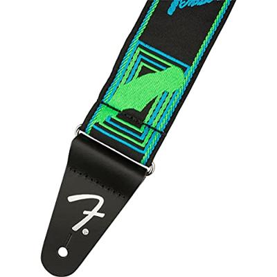 Fender Neon Monogrammed Strap gitaarband groen/blauw