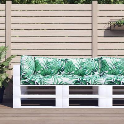 VidaXL Palletkussens 3 st stof bladpatroon