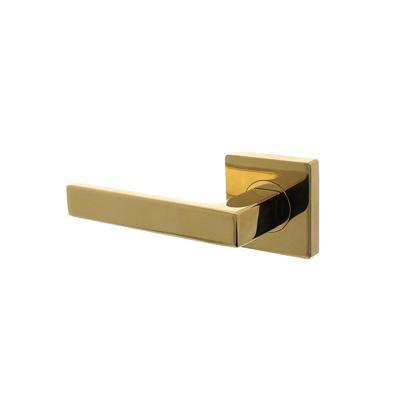 Gatdeel links Hera op vierkante rozet met nokken 55x55x10mm PVD messingkleur