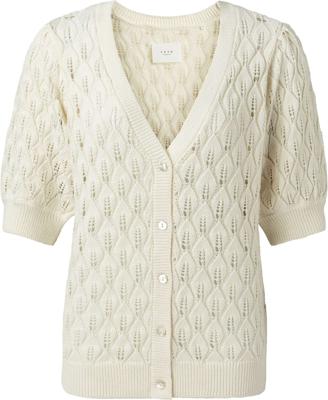 Pointelle stitch cardigan bleached sand