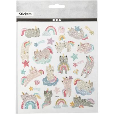 Creativ Company Stickers, unicorn katten, vel 15x16,5 cm, 1 vel Creativ Company Stickers, unicorn katten, vel 15x16,5 cm, 1 vel