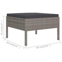 2-delige Loungeset met kussens poly rattan grijs - thumbnail