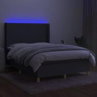 Boxspring met matras en LED stof donkergrijs 160x200 cm - thumbnail