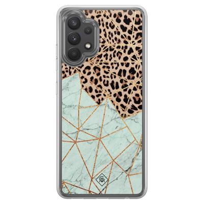 Samsung Galaxy A32 4G hybride hoesje - Luipaard marmer mint Samsung Galaxy A32 4G hybride hoesje - Luipaard marmer mint