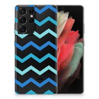 Samsung Galaxy S21 Ultra | TPU bumper | Zigzag Blauw - thumbnail