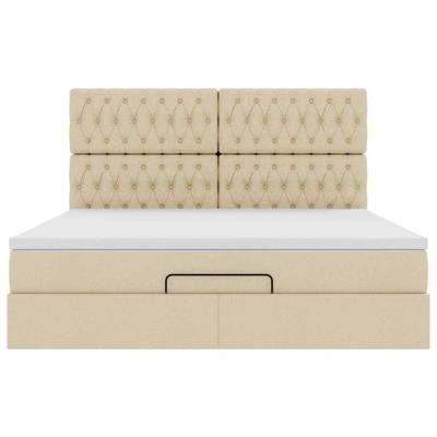 Ottoman bed met matras 160x200cm stof crèmekleurig