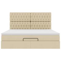 Ottoman bed met matras 160x200cm stof crèmekleurig - thumbnail
