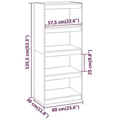 Boekenkast/kamerscherm 60x30x135,5 cm grenenhout honingbruin