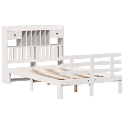 Bed met boekenkast zonder matras grenenhout wit 150x200 cm - thumbnail