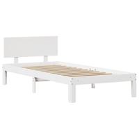 Bedframe met hoofdeinde zonder matras 100x200 cm wit - thumbnail