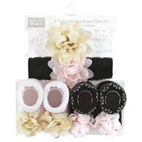 Hudson Baby Infant Girl Headband and Socks Set, Lace, 0-9 Months - thumbnail