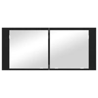 LED Spiegelkast Zwart eiken 100 x 12 x 45 cm Bewerkt hout - thumbnail