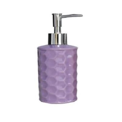 Zeepdispenser / Zeeppompje - Keramiek Collectie Flora - Paars - 260ml - 6.5 x 7.5 x 18 cm Zeepdispenser / Zeeppompje - Keramiek Collectie Flora - Paars - 260ml - 6.5 x 7.5 x 18 cm