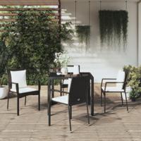 5-delige Tuinset met kussens poly rattan zwart - thumbnail