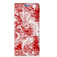 Mobiel BookCase OPPO Reno6 5G Angel Skull Rood - thumbnail