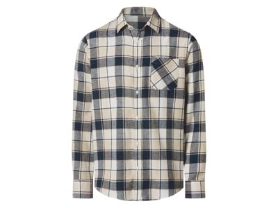Esmara Men Flanellen heren overhemd (beige/geruit, L)