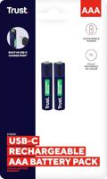 Trust Via USB-C oplaadbare AAA-batterijen (2 stuks) Batterij Blauw - thumbnail