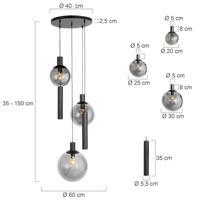 Steinhauer Hanglamp bollique Ø 60 cm 5 lichts 3800 zwart - thumbnail