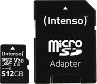Intenso Professional miniSDXC-kaart Retail 512 GB Class 10, UHS-I U3, v30 Video Speed Class Watervast, Temperatuurbestendig - thumbnail