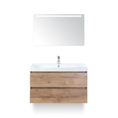 Maxx XL Badmeubelset 100 cm - Natuur Eiken - Wastafel Just 1 kraangat - met LED Spiegel