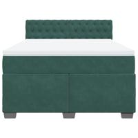 Boxspring met matras fluweel donkergroen 140x190 cm - thumbnail