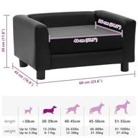 Hondenbank 60x43x30 cm pluche en kunstleer zwart - thumbnail