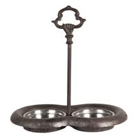 Clayre & Eef Voerbak Hond  36*21*41 cm Bruin Ijzer Rond Voerbak Kat - thumbnail