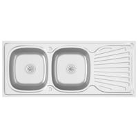 VidaXL Gootsteen dubbele bak 1200x600x155 mm roestvrij staal zilver - thumbnail