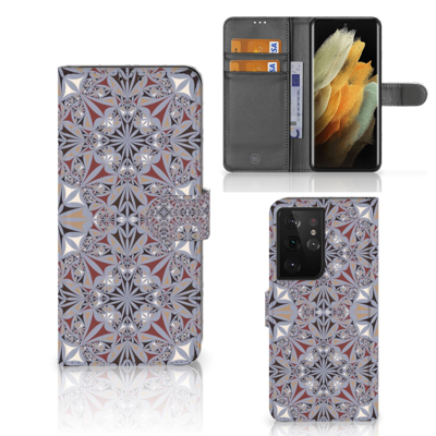 Samsung Galaxy S21 Ultra | Bookcase | Flower Tiles Samsung Galaxy S21 Ultra | Bookcase | Flower Tiles