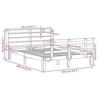 Bedframe met hoofdbord massief grenenhout wit 135x190 cm - thumbnail