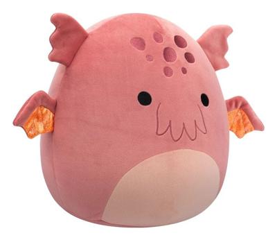 Squishmallows knuffel Leandro de donkerkoraalkleurige cthulhu - 30 cm