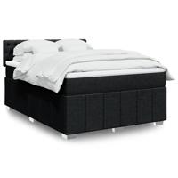 Boxspring met matras stof zwart 140x190 cm - thumbnail