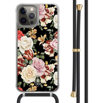 iPhone 12 (Pro) hoesje met zwart koord - Flowerpower iPhone 12 (Pro) hoesje met zwart koord - Flowerpower
