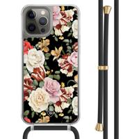 iPhone 12 (Pro) hoesje met zwart koord - Flowerpower - thumbnail