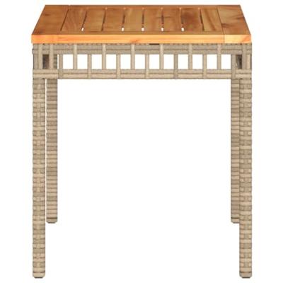 Tuintafel 38x38x42 cm poly rattan en acaciahout gemengd beige Tuintafel 38x38x42 cm poly rattan en acaciahout gemengd beige
