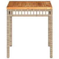 Tuintafel 38x38x42 cm poly rattan en acaciahout gemengd beige - thumbnail